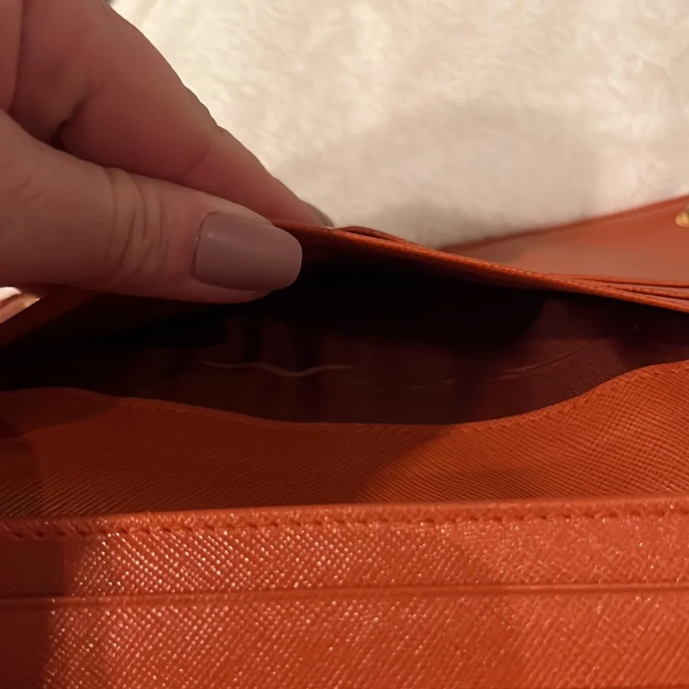 Authentic Orange Prada Wallet - Picture 9 of 16